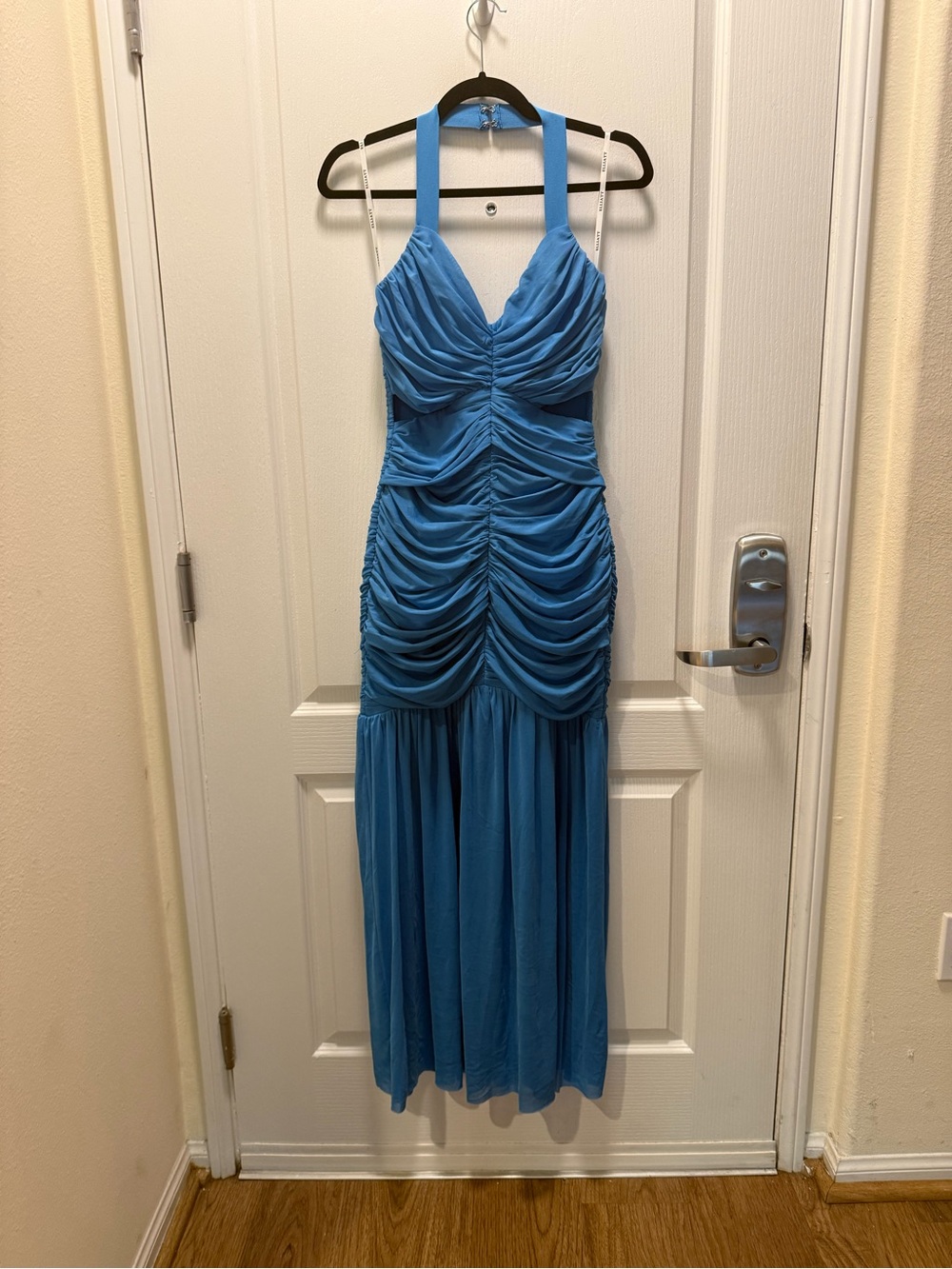 ELLIATT Elena Sleeveless Ruched Halter Gown in Blue Size S NWT - Picture 5 of 8